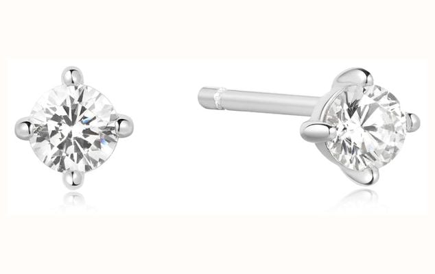 Ania Haie Silver White Stone Solitaire Studs E057-01H