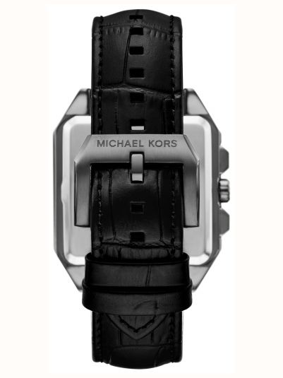 Michael Kors Hayes Square dial with chronograph Black Leather Strap Watch MK9299 - vista alternativa 2