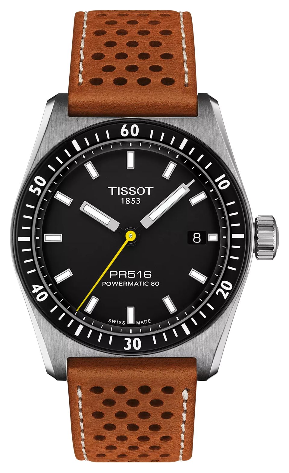 Tissot PR516 Powermatic 80 (38 mm) cadran noir / bracelet en montre