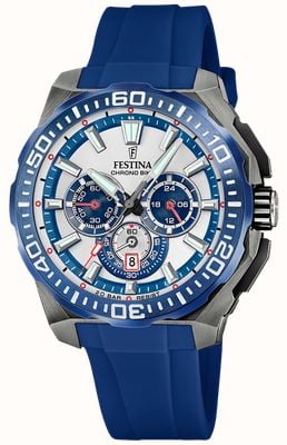 Festina Chrono Bike 2025 (45.5mm) Silver Dial / Blue Rubber Strap F20725/4
