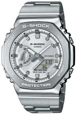 Casio G-Shock metaal (44,4 mm) zilveren hybride wijzerplaat / roestvrijstalen armband horloge GM-2110D-7AER
