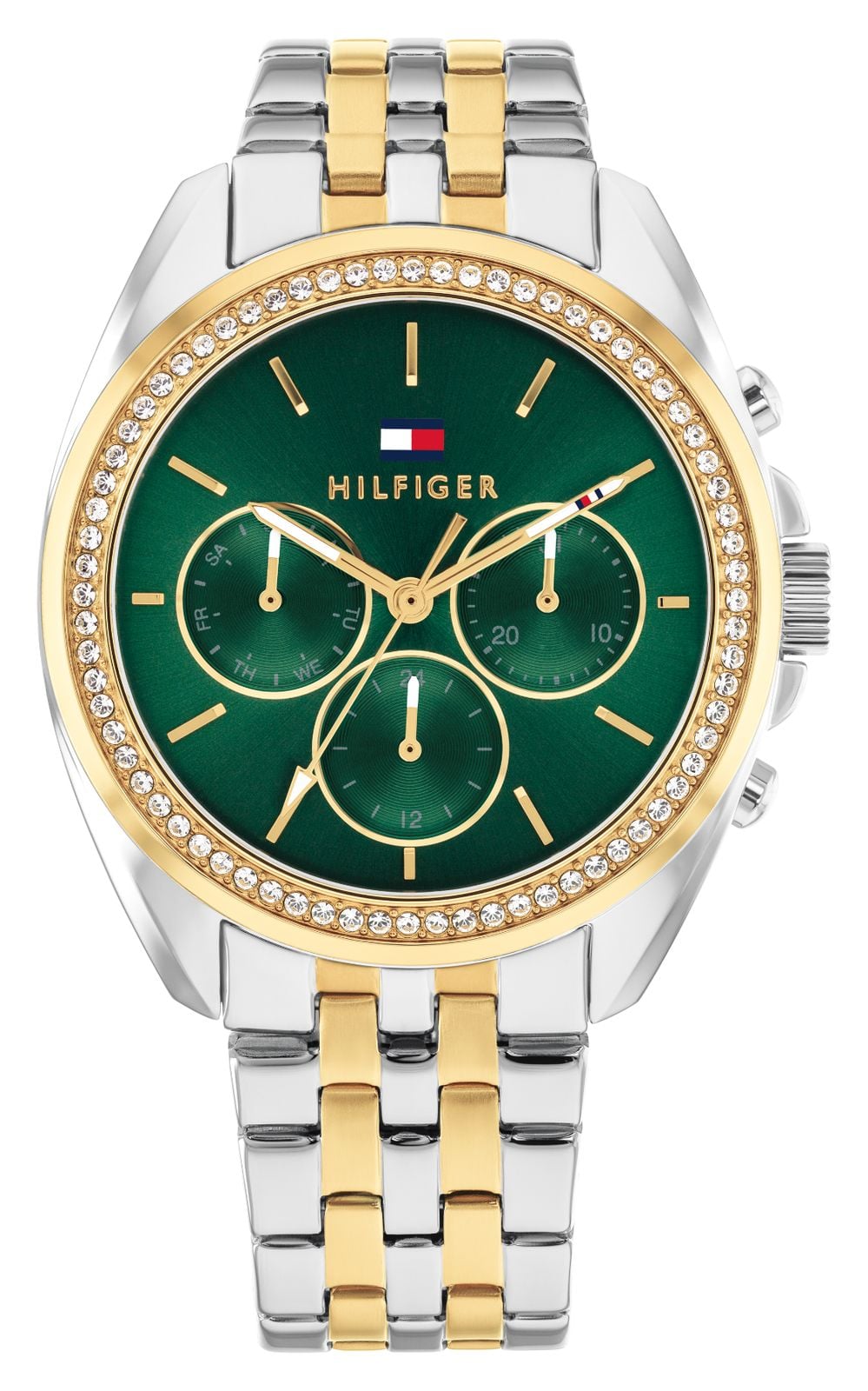 Tommy Hilfiger Mellie Zweifarbarmband-Uhr mit grünem uhr