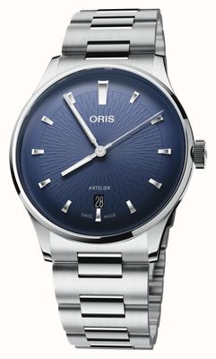 ORIS Artelier 日期自动腕表（38毫米）深蓝色表盘/不锈钢表带 01 733 7810 4055-07 8 20 20