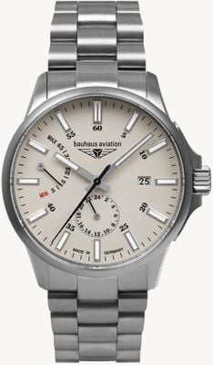 Bauhaus Aviation Titanium Automatic Power-Reserve (42mm) Beige Luminous Dial / Titanium Bracelet 10 ATM 2860M5