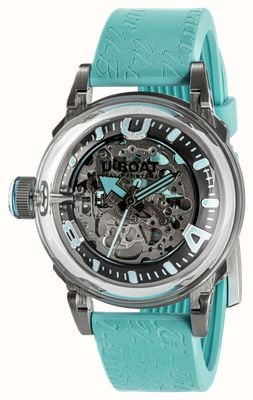 U-Boat U-65 Automatic SS (44mm) Skeleton Dial / Turquoise Silicone Strap 3345