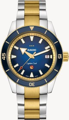 RADO Orologio Captain Cook x European Cricket Special Edition (42mm) quadrante blu / bracciale acciaio + 2 cinturini R32138208