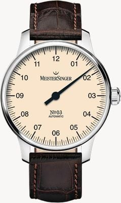 MeisterSinger N°03 (38mm) Ivory Dial / Brown Leather Strap BM9903