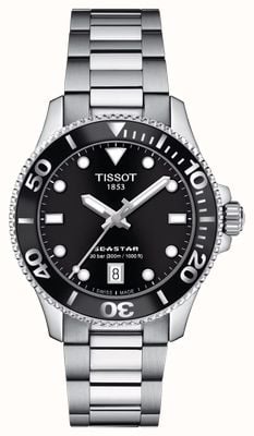 Tissot Seastar 1000 36mm | mostrador preto | pulseira de aço inoxidável T1202101105100