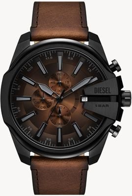 Diesel メガチーフ スリム クロノグラフ (49mm) ブラウン グラデーション ダイヤル / ブラウン レザー ストラップ DZ4692