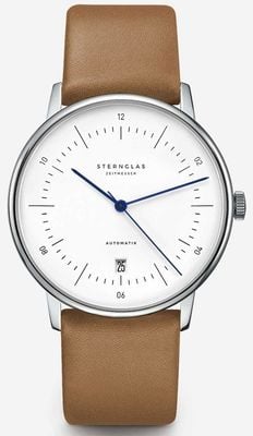 STERNGLAS ナオス オートマチック (38mm) ホワイトダイヤル / タンブラウンレザーストラップ S02-NA44-PR01
