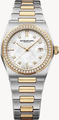 Raymond Weil A.r.t. date cuarzo diamante (30mm) esfera nácar blanco / pulsera acero inoxidable bicolor 1250-SPS-97081