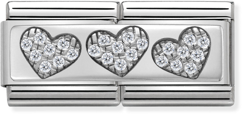 Nomination Classic Three Hearts Sterling Silver & Steel Charm 330732/02