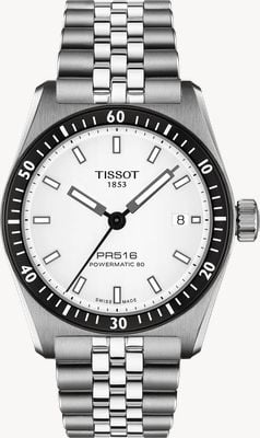 Tissot PR516 Powermatic 80（38毫米）白色表盘/不锈钢表带 T1494071103100