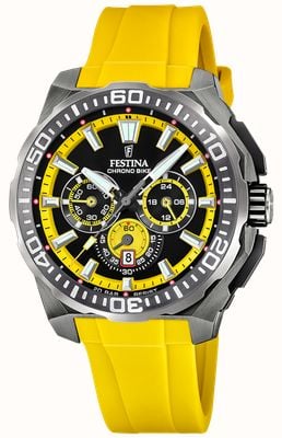 Festina Chrono Bike 2025 (45.5mm) Yellow & Black Dial / Yellow Rubber Strap F20725/1
