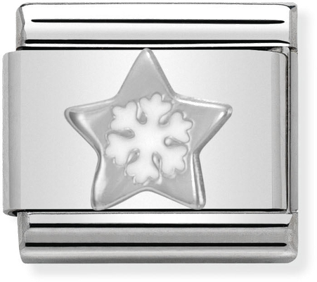 Nomination Classic Star Snowflake Sterling Silver & Steel Enamel Charm 330204/01