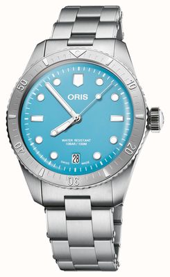 ORIS Автоматические часы Divers Sixty Five Cotton Candy (38 мм) с синим циферблатом и браслетом из нержавеющей стали 01 733 7771 4055-07 8 19 18