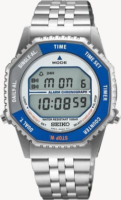 Seiko Digital Quartz Multifunction 'Rotocall' (37mm) Grey & Blue / Stainless Steel Bracelet SMGG21P1