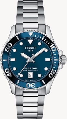 Tissot Seastar 1000 | 36mm Zifferblatt in Blau | Armbanduhr mit Edelstahlarmband T1202101104100
