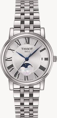 Tissot 女士卡森月相|银色表盘|不锈钢 T1222231103300