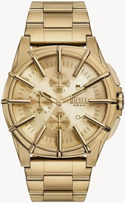 Diesel Men's Framed (44mm) Gold Chronograph Dial / Gold-Tone Stainless Steel Bracelet DZ4659