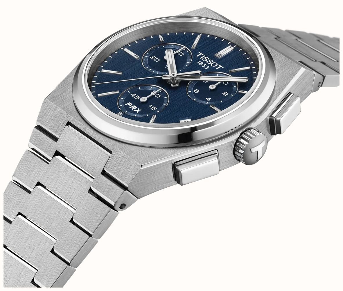Tissot PRX Quartz Chronograph (41mm) Blue Dial / Stainless Steel Bracelet T1374171104100 - vista alternativa 2