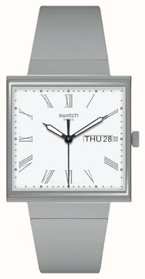 Swatch Биокерамика what if... серый (33,25 мм) белый циферблат / серый ремешок SO34M700