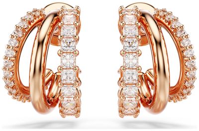 Swarovski Hyperbola Hoop Earrings White Crystals Rose Gold-Tone Plated 5698702