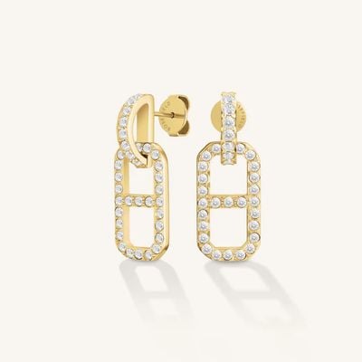 Rosefield Jewellery Fine Octagon Crystal Pendant Gold Earrings JEOPG-J1180