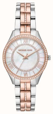 Michael Kors Lauryn tweekleurig horloge met kristallen set voor dames MK3979