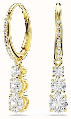 Swarovski Stilla Attract Hoop Earrings Round Cut, White, Gold-Tone Plated 5723300