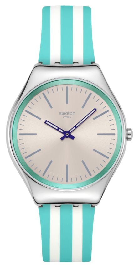 Swatch Heure de plage (38 mm) cadran argentÃ© brossÃ© soleil montre