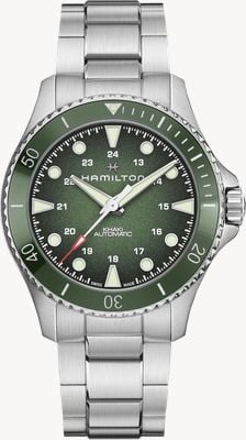 Hamilton Reloj Khaki Navy Scuba Auto (43mm) esfera verde / acero inoxidable H82525160