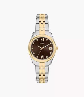 Fossil Scarlette 32 mm Dreizeiger mit Datum zweifarbiger Edelstahl ES5539