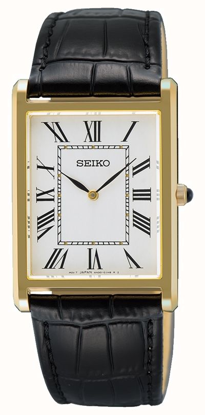 Seiko Classic Dress White Dial Black Leather Strap