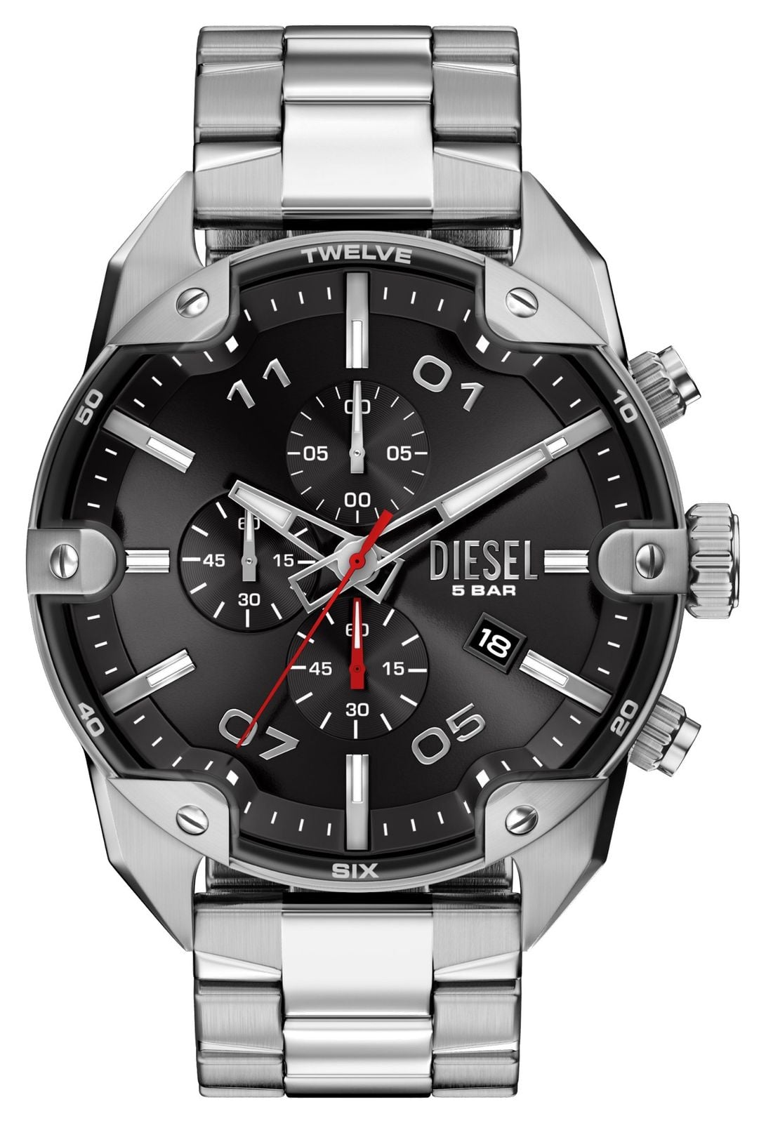 Diesel Chronographe Ã  pointes (49 mm), cadran noir / montre