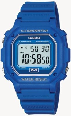 Casio Digitaler Illuminator (42,6 mm), digitales Zifferblatt / blaues Harz F-108WH-2AEF