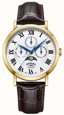 Rotary Мужские часы windsor moonphase с кожаным ремешком GS05328/01
