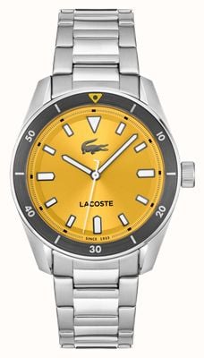 Lacoste Boston Quartz (39mm) Yellow Sunray Dial / Stainless Steel Bracelet 2011426