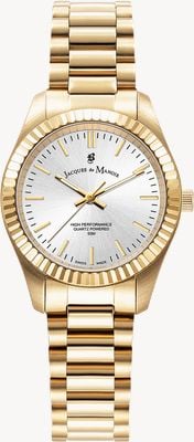 Jacques Du Manoir Inspiration Prime Quartz (31mm) Silver Sunray Dial / Gold PVD Stainless Steel Bracelet JWL03907