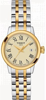 Tissot Klassisches Traumquarz-Zifferblatt (28 mm) in Champagnerfarbe / zweifarbiges Edelstahlarmband T1292102226300