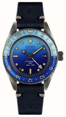Out Of Order Bomba blu automatic gmt (40mm) blauwe wijzerplaat / donkerblauw leer OOO.001-25.BB