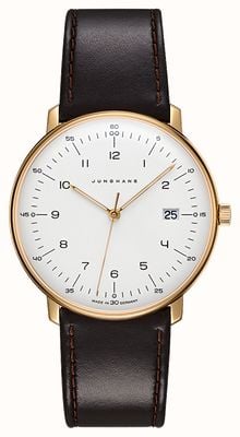 Junghans Max Bill Quartz | Brown Leather Strap | Gold Plated Case 41/7872.02