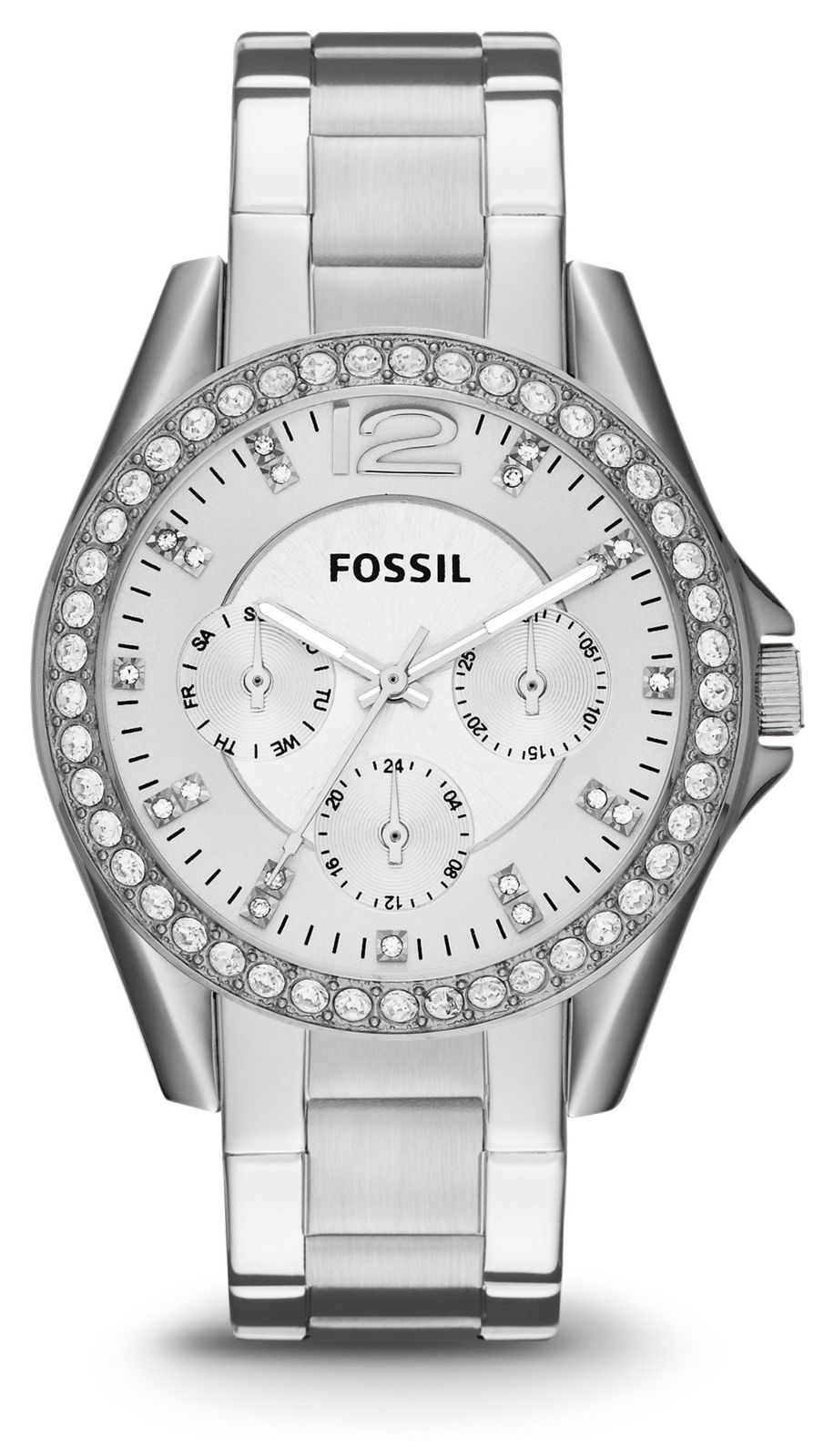 Fossil Riley femme | cadran argentÃ© | ensemble en cristal montre