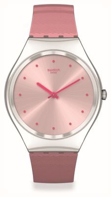 Swatch Ирония кожи | розово-муаровый | розовый силиконовый ремешок SYXS135