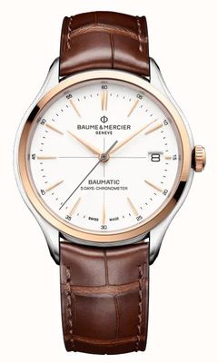 Baume & Mercier Clifton Baumatic Chronometer (40mm) Blanc Cassé Dial / Red-Brown Alligator Leather Strap M0A10519