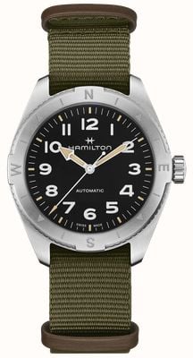 Hamilton Khaki Field Expedition automatique (41 mm) cadran noir / bracelet textile vert Nato H70315931