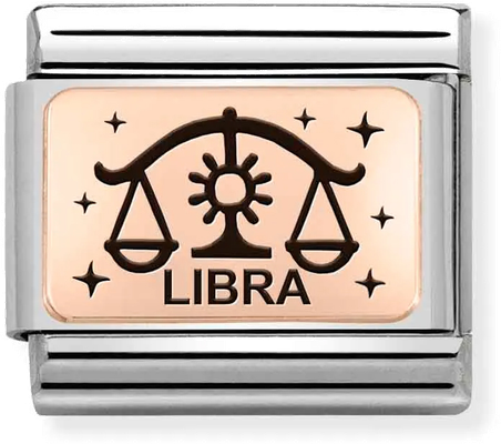 Nomination Classic Libra 9ct Rose Gold & Steel Charm 430112/07