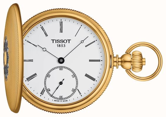 Tissot Reloj de bolsillo Savonnette mecánico chapado en oro amarillo T8674053901300