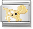 Nomination Classic Dog 18ct Gold & Steel Enamel Charm 030212/36