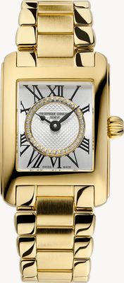 Frederique Constant Classics carrée diamant quartz (21mm) cadran argenté / bracelet acier inoxydable PVD or FC-200MCDC35B